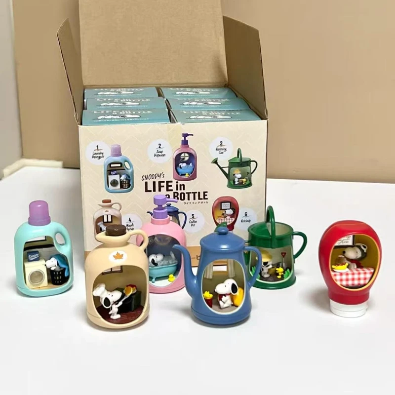 Anime Snoopy'S Life in A Bottle Blind Box Cute Snoopy Anime Figure Miniature Scene Collection Desktop Ornament  Birthday Gift