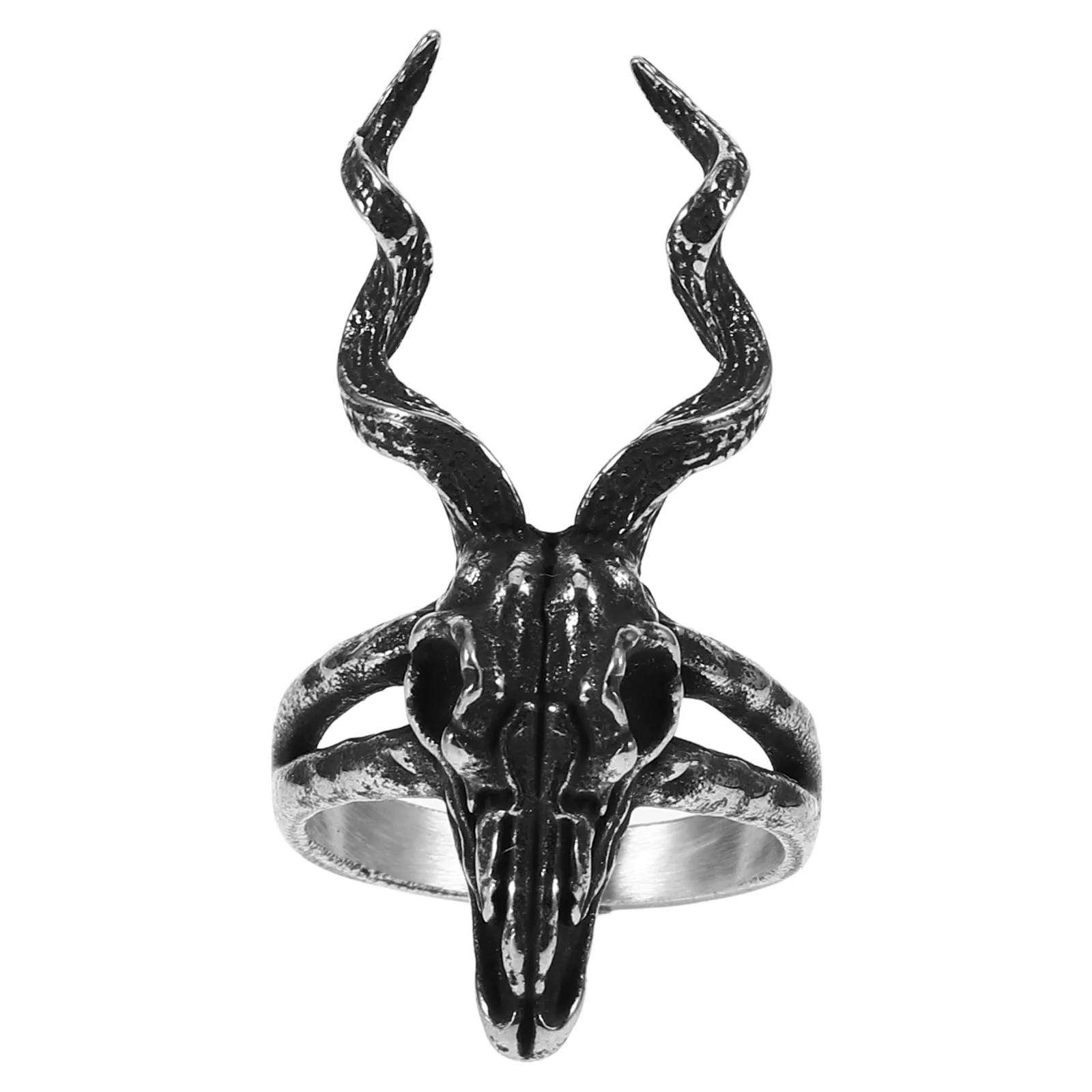 الرجعية الأغنام الجمجمة الدائري رجل ديكور الرجال المجوهرات الرجال خواتم الإبهام التيتانيوم الصلب فنجر الذكور امرأة خمر اليد