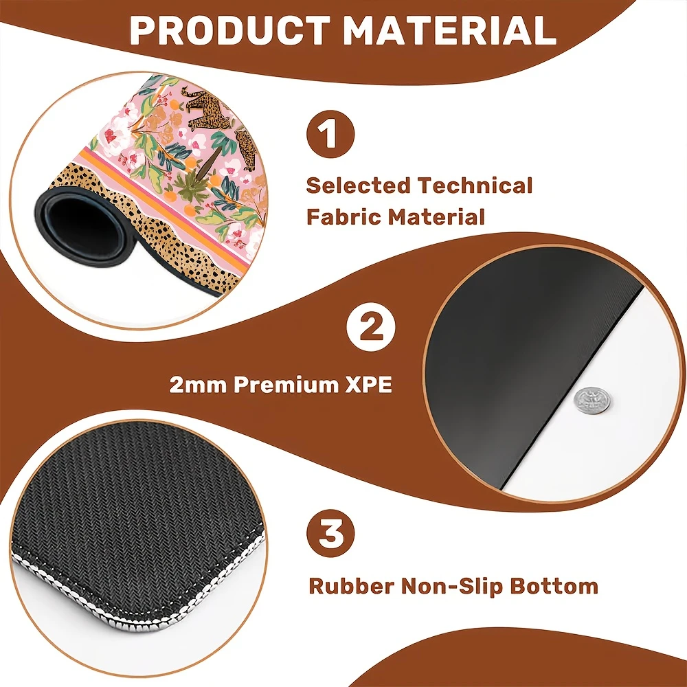 IKAMA Leopard Tropical Flower Mahjong Pad Anti Slip Silent Foldable Rubber Chess Mat Waterproof Outdoor Party Game Table Cover