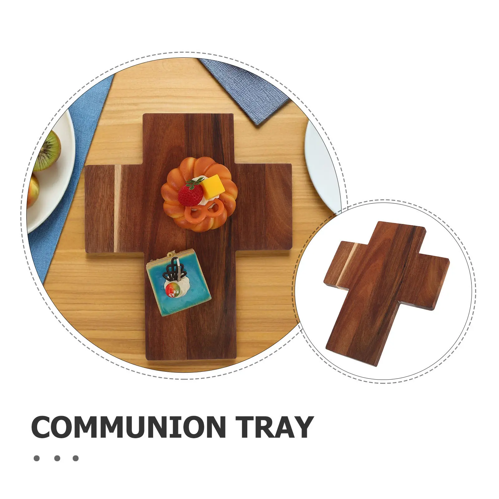 Communion Bread Tray Wooden Vintage Cross Pattern Church Table Decor Baptism Centerpiece Ceremonial Sacrament Tray Religious
