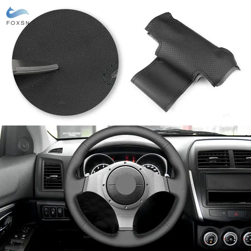 Car Accessories Steering Wheel Cover Leather Trim For Mitsubishi Lancer Evolution 8 VIII 2003 2004 2005 9 IX 2006 2007 Black