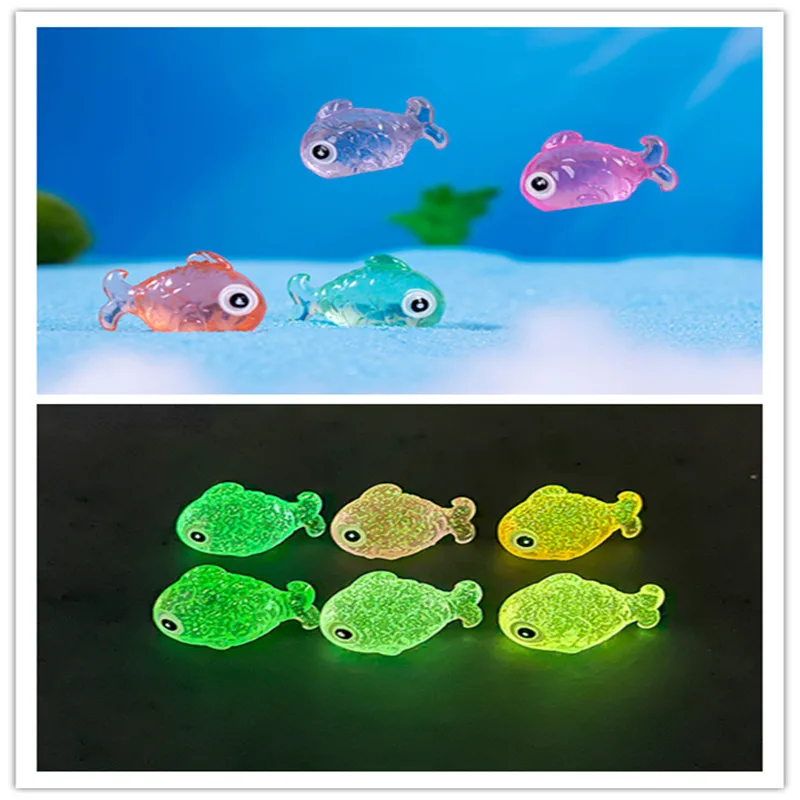 10/20/50Pcs Mini Luminous Fishes Home Decor Moss Landscape Ornaments Glowing Potted Ornament Miniature Gardening Fairy Garden