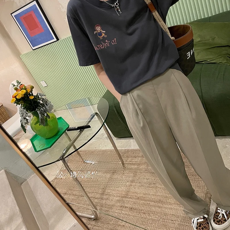 

Модные прямые брюки VIMAS с высокой талией, из кожи цвета капучино, с лоскутным дизайном, в стиле минимализм, для женщин