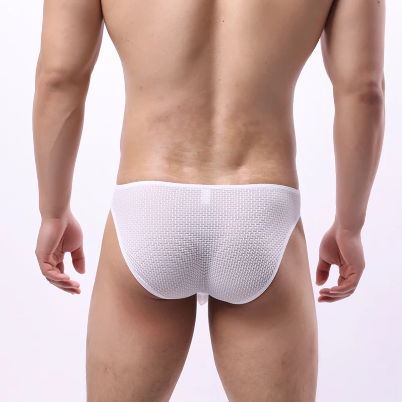 New Arrival Men\'s Briefs Ice Silk Underwear Seamless Breathable Mid Waist Panties Shorts Big Bulge Penis Pouch Underpants Cuecas