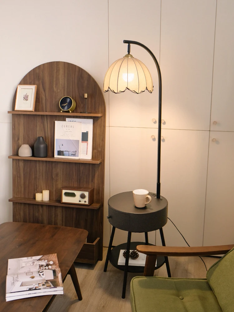 

Medieval style living room floor lamp atmosphere sofa side storage bedside table integrated bedroom vertical floor lamp