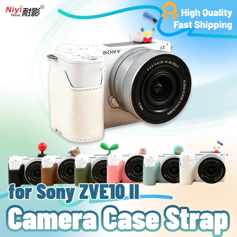 Camera Half Case for Sony ZVE10 II ZV-E10 Mark II Protector Baseplate Rough Cover Base Shoulder Neck Strap Lens Pouch Bag