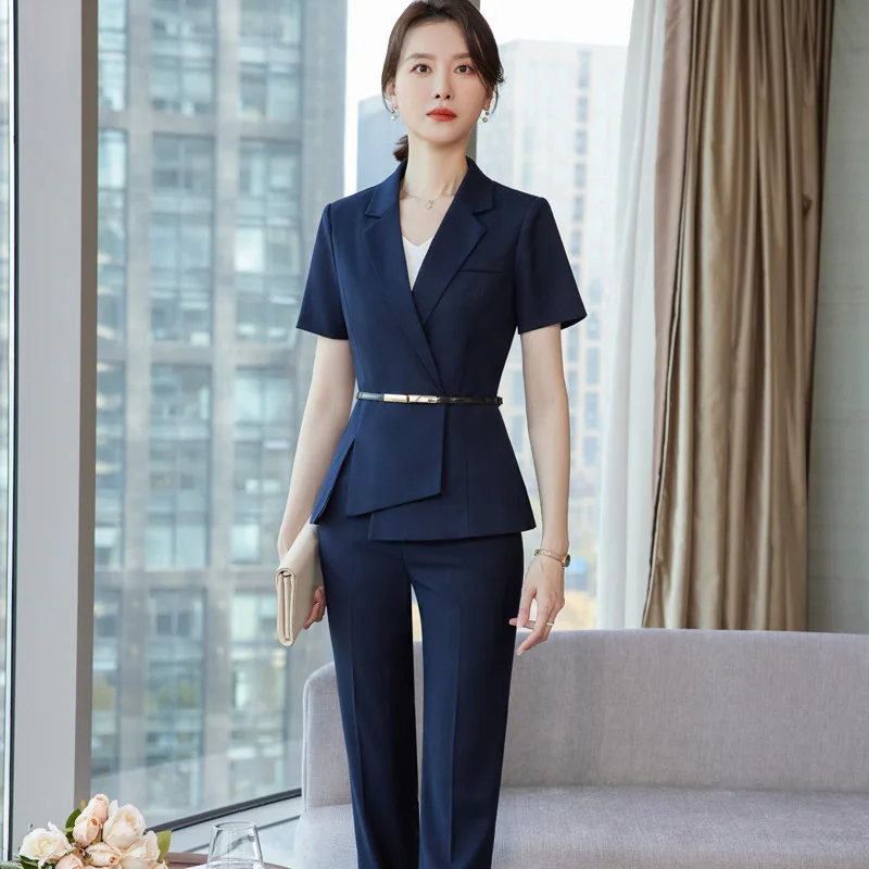 Summer Business Suit Female Temperament Overall Goddess Temperament Hotel Manager Short Sleeve Suit Beauty Jewelry Shop Workwear