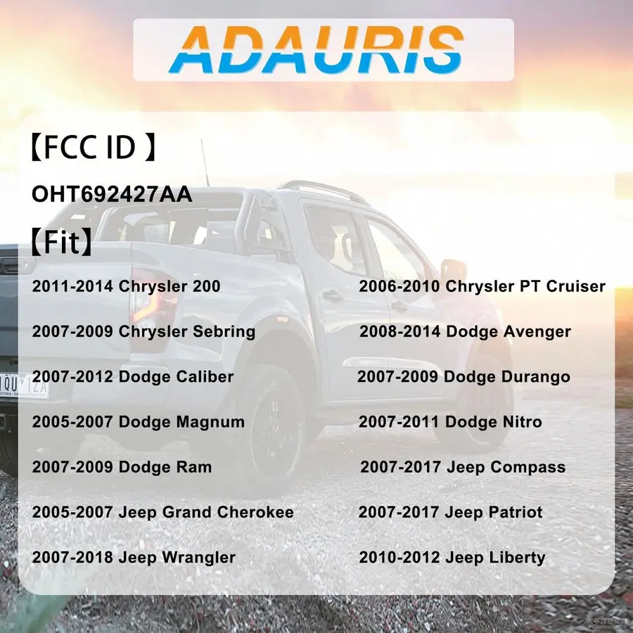 استبدال مفتاح فوب متوافق مع كرايسلر 200، بي تي كروزر، سيبرينغ أمبير دودج أفنجر كاليبر 315 ميجا هرتز FCC ID OHT692427AA Progra #6