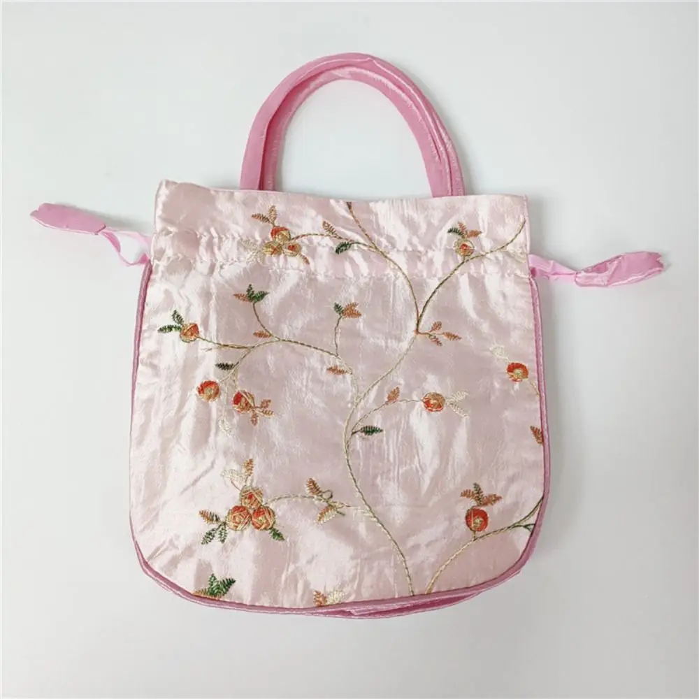 Elegante bestickte Blumen-Damen-Blumen-Handtaschen, handgefertigt, Ethno-Stil, kleine Eimertasche, Top-Griff, Geldbörse, Kordelzug, Damen – Detail 7