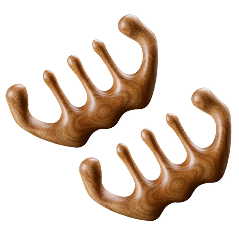 

2Pcs Sturdy Wooden Scalp Massager Comb Wide Tooth Design for Long Curly Straight Hair Relaxation and Massage Wooden Hair Comb