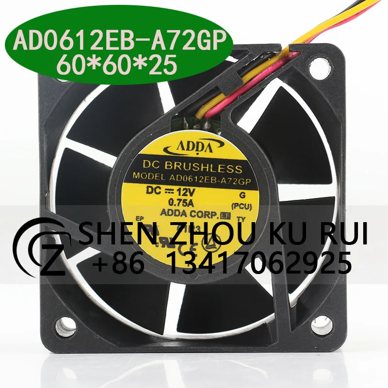ADDA inverter High air volume alarm Line power supply 24V 48V DC 12V 0.75A AC EC 6025 60x60x25 mm 6CM AD0612EB-A72GP Cooling fan