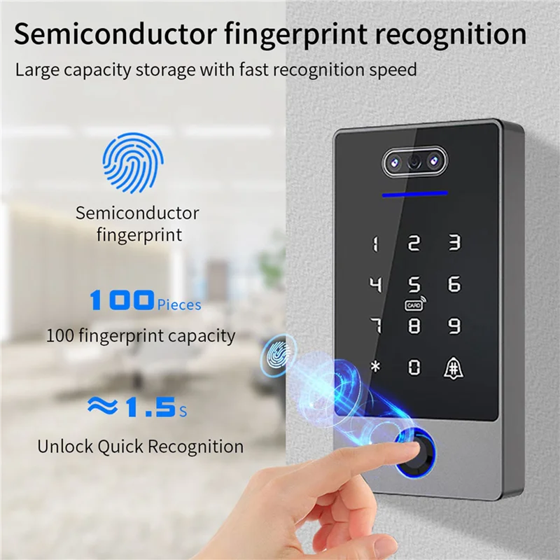 

A92Z 4X Ttlock Face Recognition Access Control Keypad Standalone Waterproof Fingerprint Access Controller For Door Lock-B