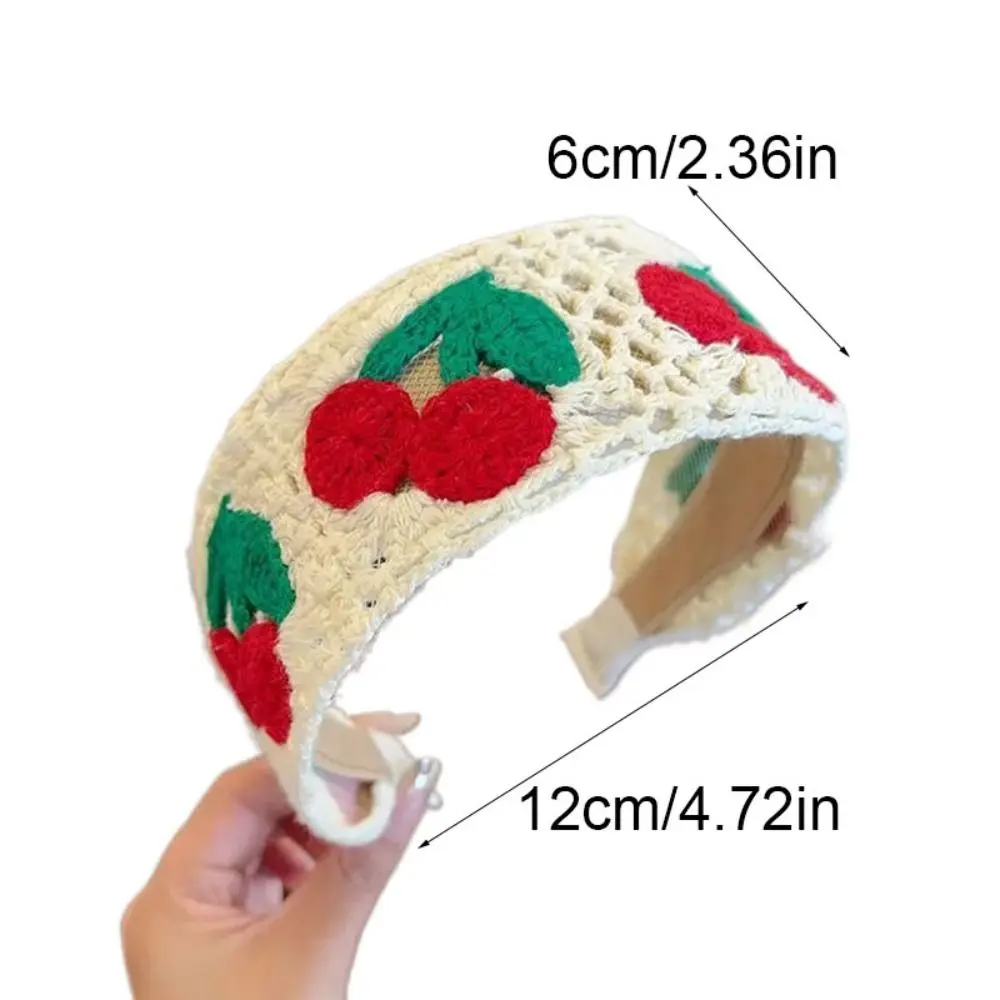 Diadema de punto colorida elegante, aro de pelo ancho de lana tejido de ganchillo, bordado, estilo étnico, banda para el pelo para niños, viaje