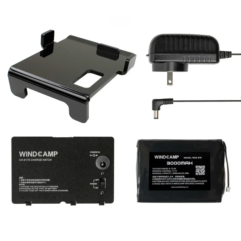 WINDCAMP FT-818 3000mah Polymer Lithium Battery Charger Battery Cover w/Stand for Yaesu Ft-818 FT-817 Black