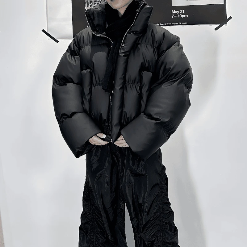 

OIMG Mens Y2k Cotton Jacket Simple High Collar Autumn Winter Fashion Trend Casual Outdoor Warm Jacket Men'S Clothing