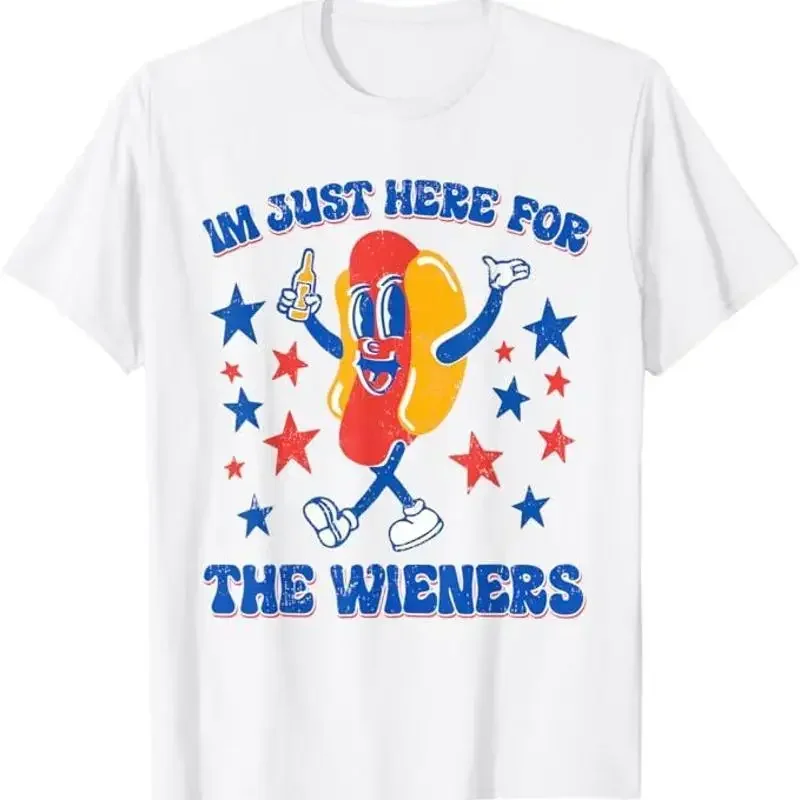 I'm Just Here For The Wieners Funny 4th of July HotDog TShirt