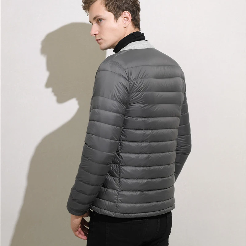 0-10℃ 2024 New Autumn Man Puffy White Duck Down Jackets Light Weight Breathable Warm Winter Coat Portable Men Thin Parkas