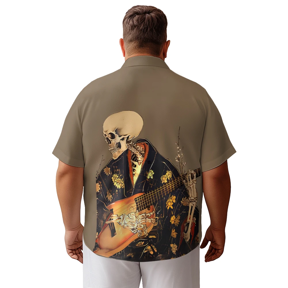 Skeleton creative design sense niche summer men's short-sleeved shirt loose large size thin T-shirt top