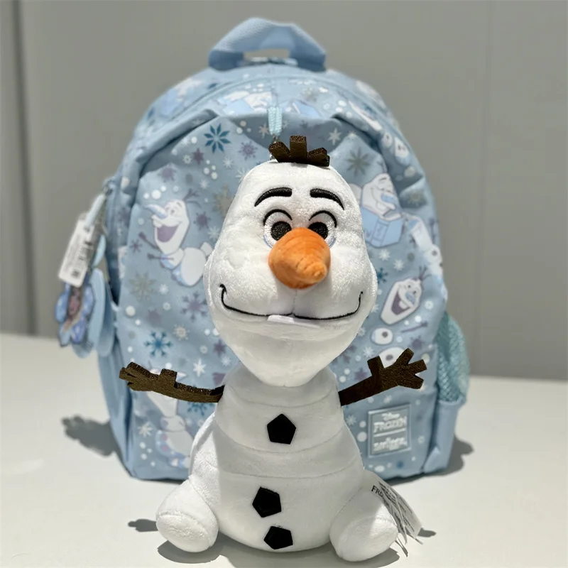 

Small Backpack Disney Frozen Olaf Plush Doll Decor Preschool Toddler Kids School Travel Light Blue Snowflake Print