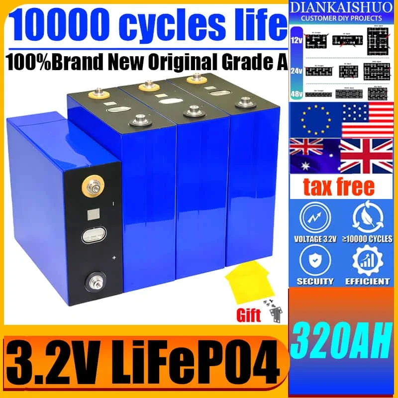 الصف أ 3.2 فولت 340 أمبير 320AH 280AH 32AH Lifepo4 بطارية قابلة للشحن لتقوم بها بنفسك 12 فولت 24 فولت 48 فولت RV EV قارب جولف الطاقة الشمسية التخييم واجب خالية #3