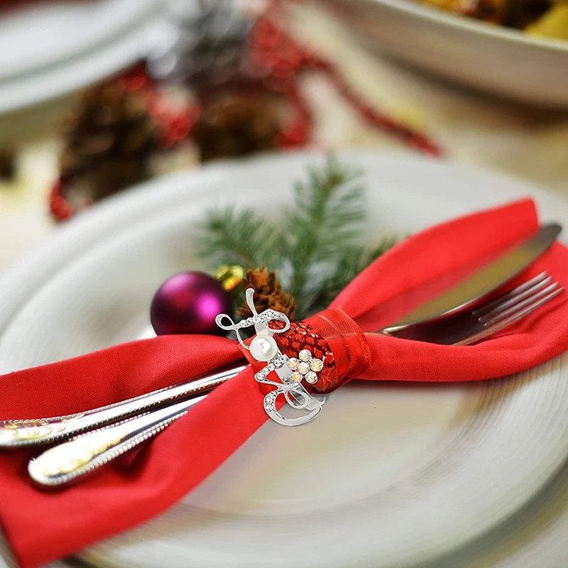 6ชิ้นแหวนผ้าเช็ดปากรักพลอยเทียมผู้ถือผ้าเช็ดปากสำหรับงานแต่งงานวันแม่วันขอบคุณพระเจ้างานเลี้ยงอาหารค่ำ