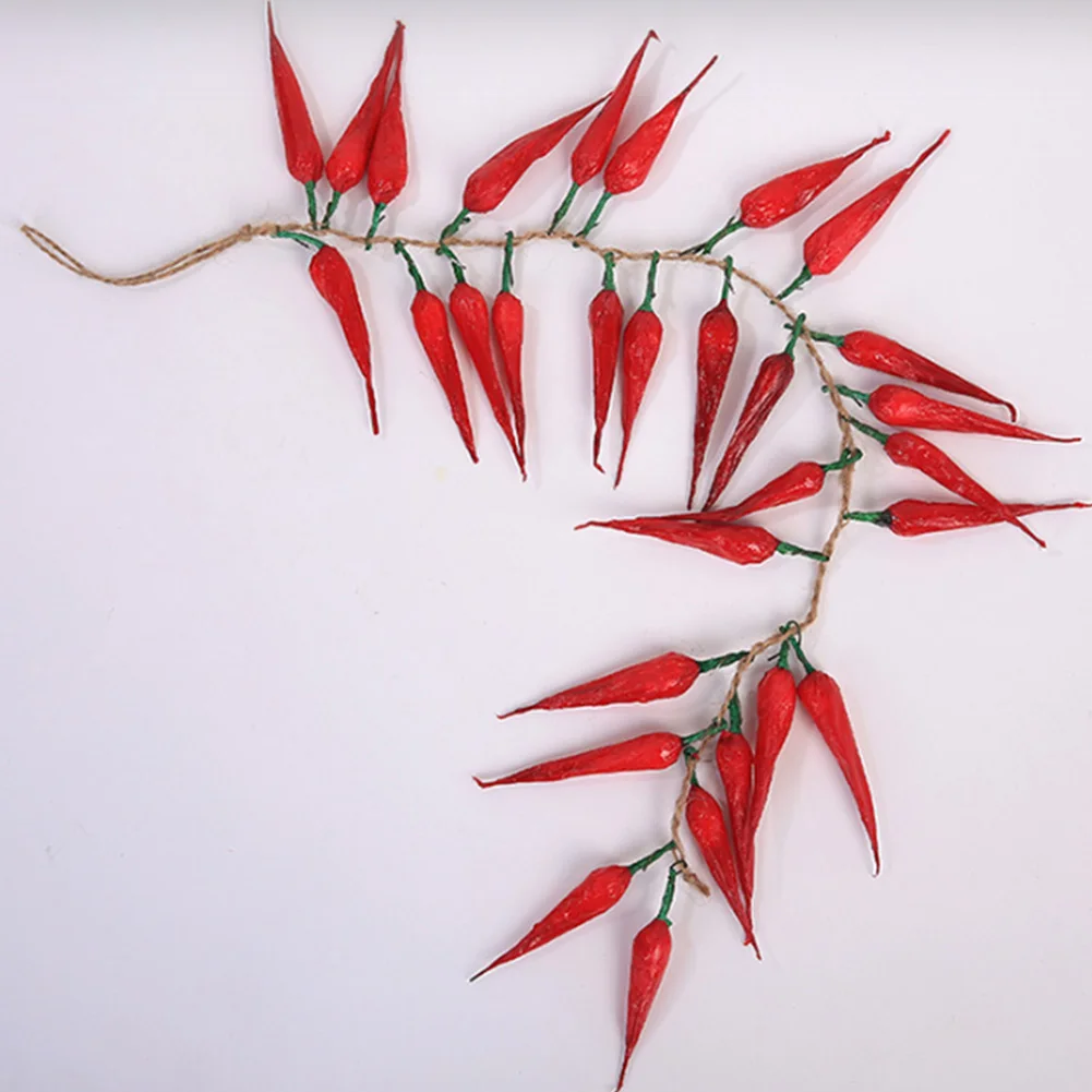 Realistic Red Chili Pepper Decor: 10-Piece Faux Vegetable Set For Home Hanging Garland Photography Props Kitchen Wall Home Decor