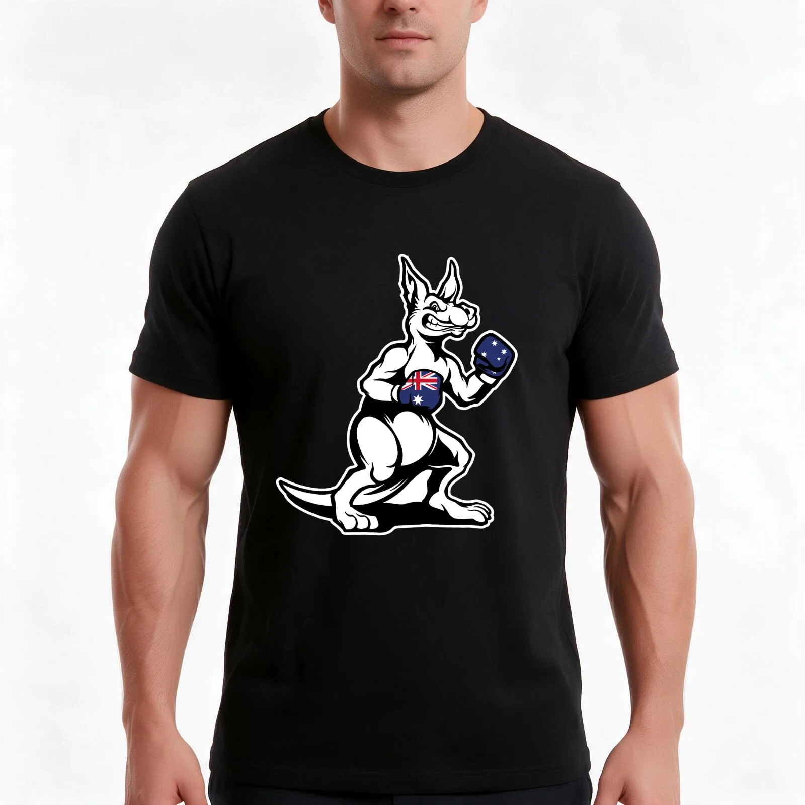 Boxing Kangaroo, Australian Boxing Kangaroo T-Shirt, Summer Casual Cotton Tee, Oversized Streetwear Tops, Vintage Graphic Print