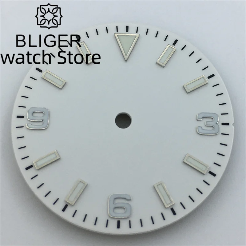 BLIGER 29mm Dial hitam hijau biru putih kuning cocok untuk NH35 NH36 ETA2824 Miyota 8215 821A DG2813 3804 hijau bercahaya