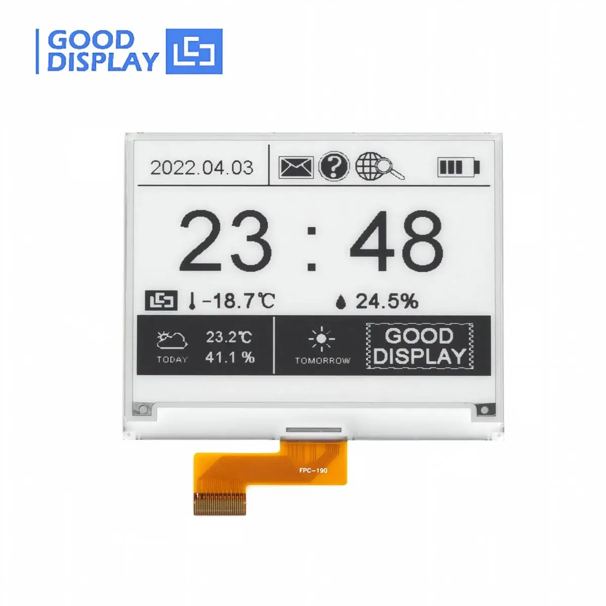 4.2' Wide Temperature E-ink Displays -25℃~50℃ Electronic Paper 400x300 Resolution Intelligent Paper GDEM042T31WT