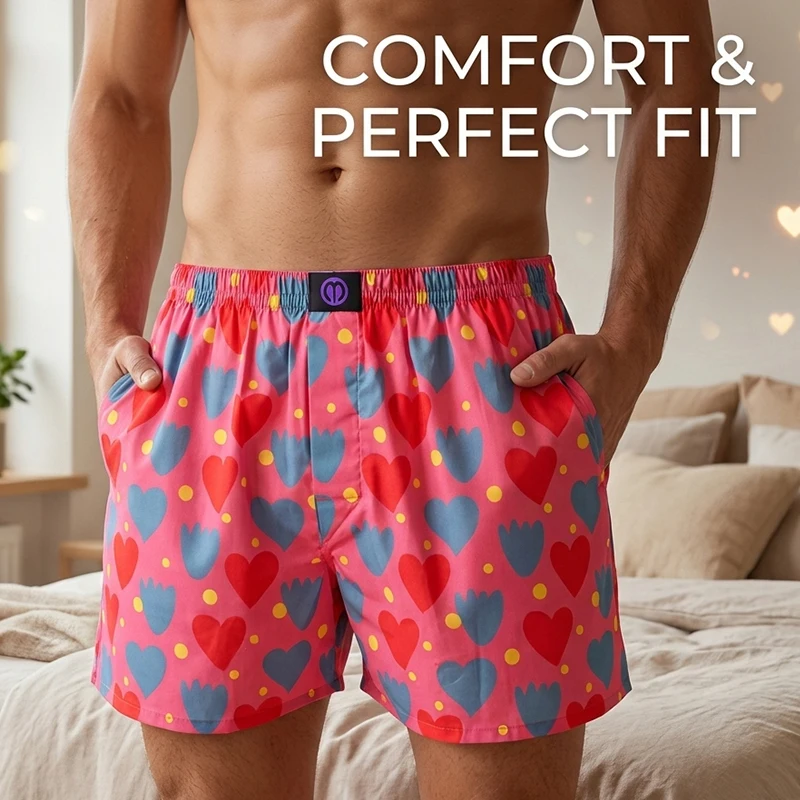 Underwear Sleepwear Basics Men Loose Boxer Shorts Pure Cotton Breathable Soft Home Sleep Daily