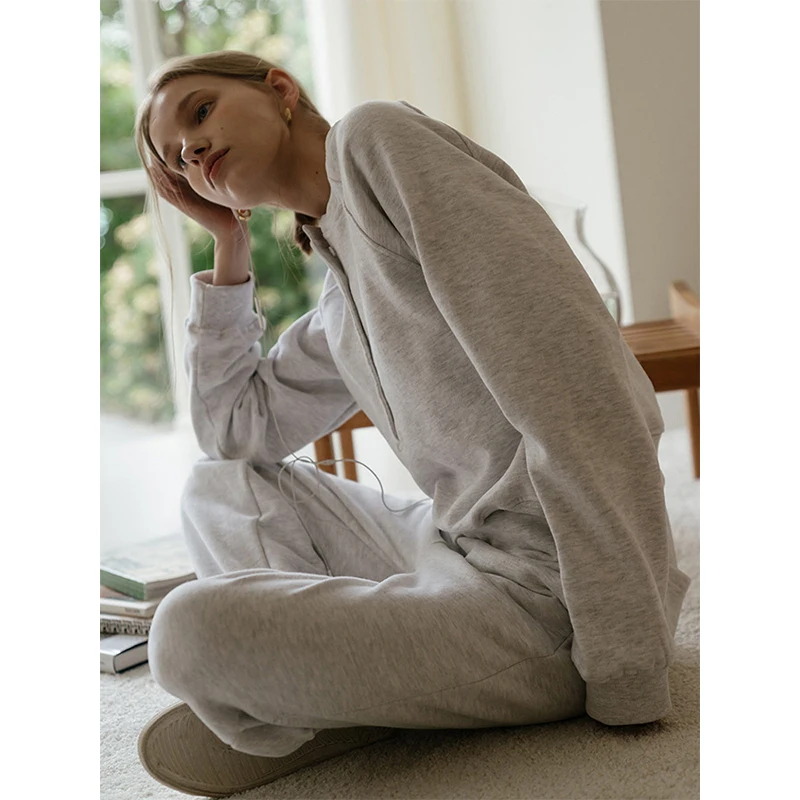 Casual  Cotton Two Piece Sets Womens Outifits Long Sleeve Hoodie +Sweatpants Set Trousers Suit Jogger Tracksuit Ensemble Femme