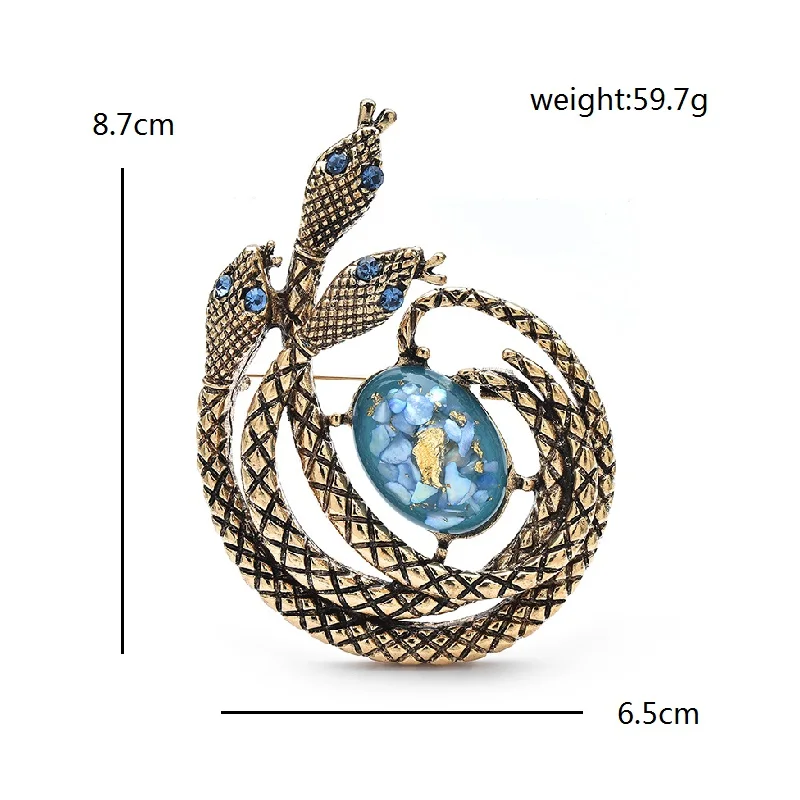 Wuli&baby Vintage Snakes Brooches For Women Men Metal Resin Animal Party Casual Brooch Pins Gifts