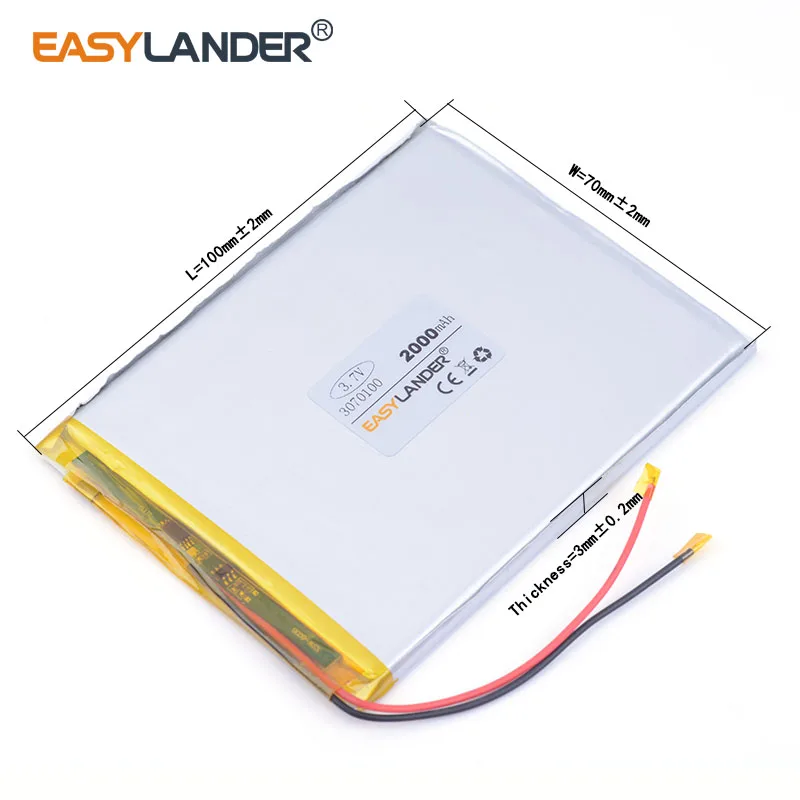 3070100 3.7V 2000mAh Rechargeable Lithium Li-ion Li Polymer Battery For andorid phone toys