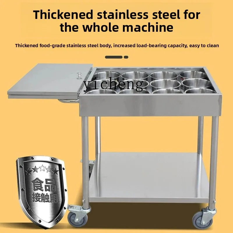 Stainless Steel Flavoring Car Commercial Restaurant Mobile Seasoning Car Kitchen Seasoning Platform Multi-Function