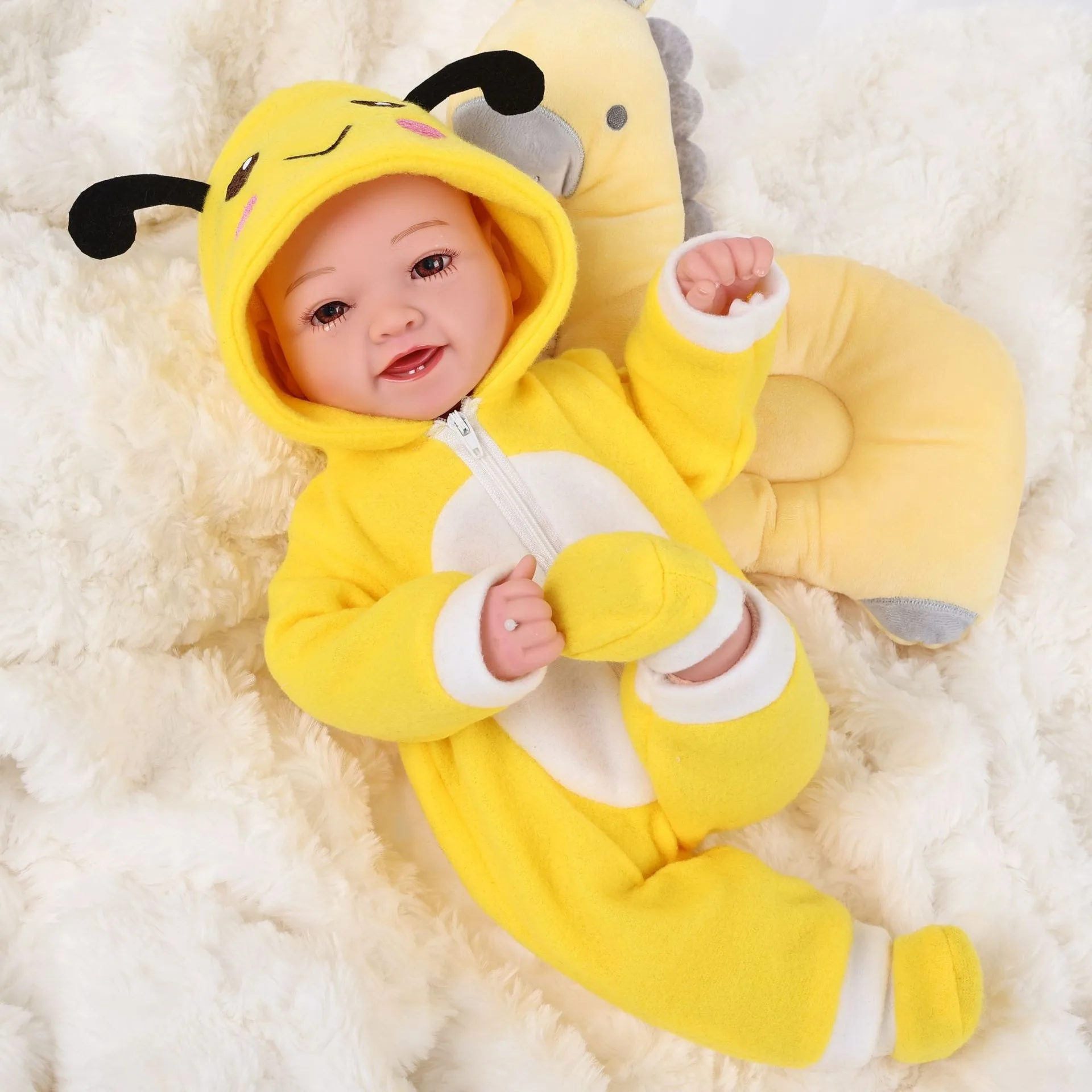 

Мягкая виниловая изысканная кукла возрождения, 43 см, милая фигурка DQ17, ручная работа, 3D роспись, бионическая кукла, 17-дюймовый костюм животного/набор гусениц