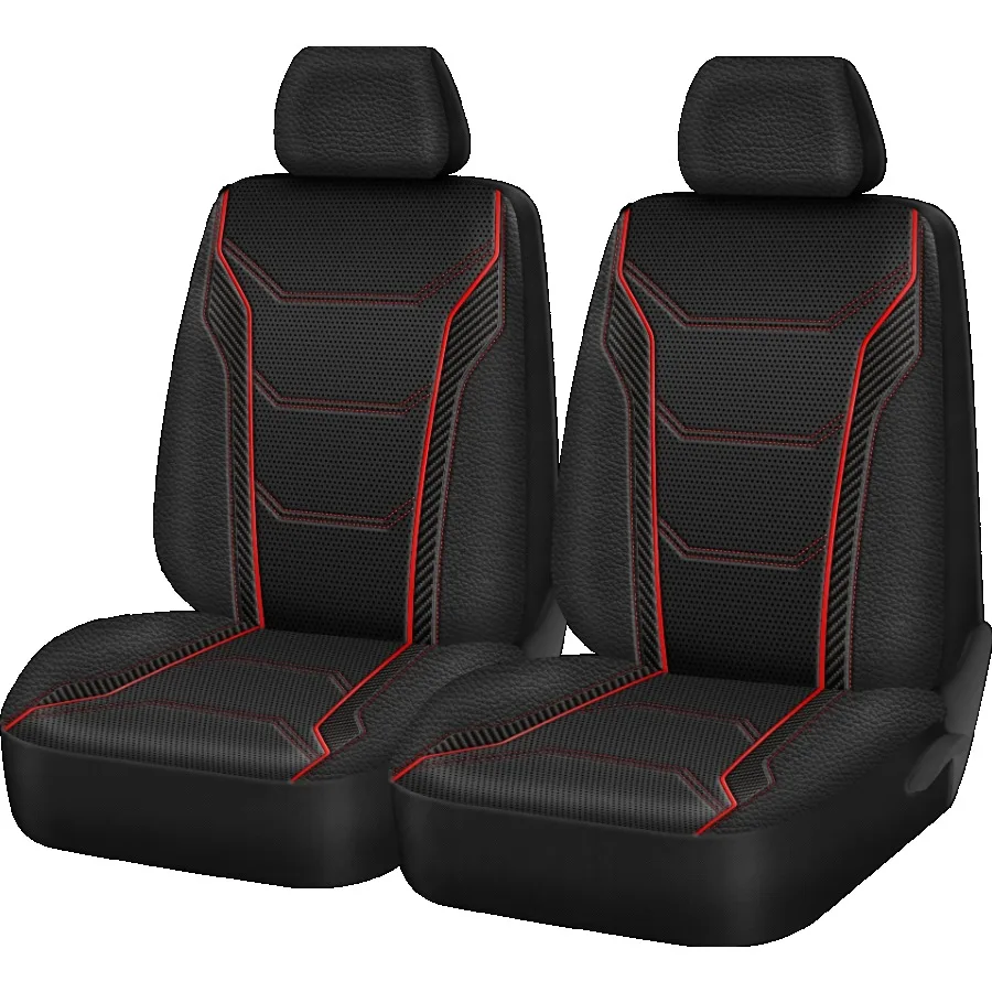 

2Piece Car Seat cover Carbon Fiber Black with Piping - Universal Fit