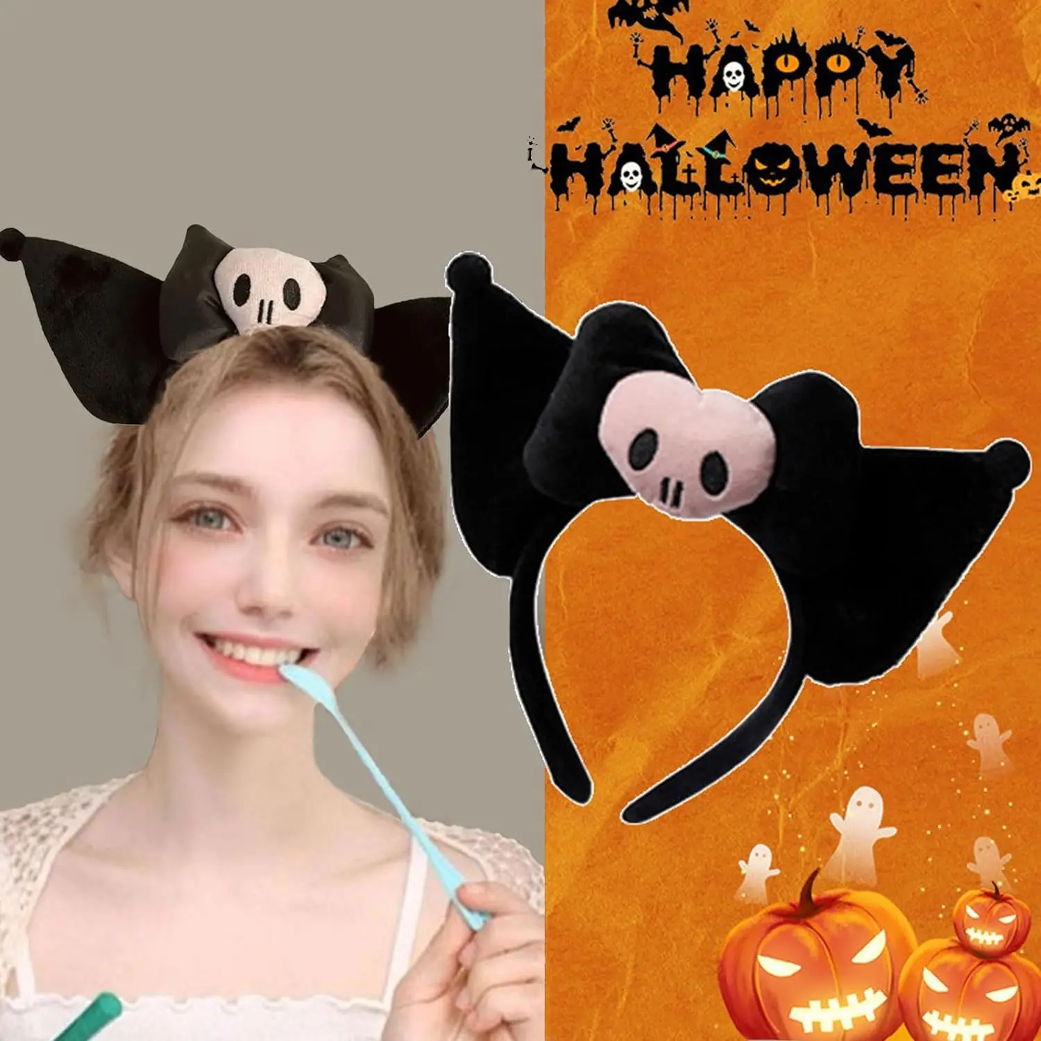 

New Sanrio Kuromi Halloween Hair Bands 2024 New Headbands Hair Accessories Kawaii Cartoon Wash Face Makeup Hair Bands