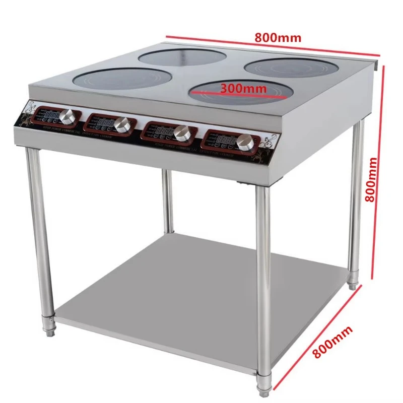 Induction cooker 3.5kw 3500w stainless steel material 4 burners 4 digital LED display screens, water-cooled row, temperature