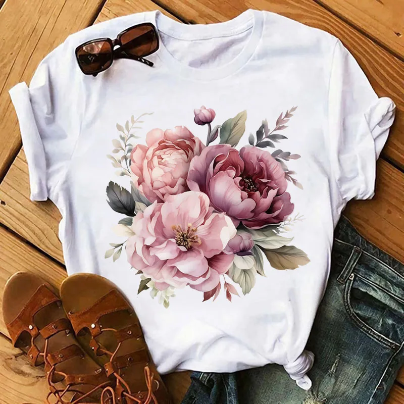 Watercolor Flowers DTF Clothing Iron-on Lotus Stickers Vinyl Heat Transfer Patches For DIY Clothing T-Shirt Heat Transfer Film