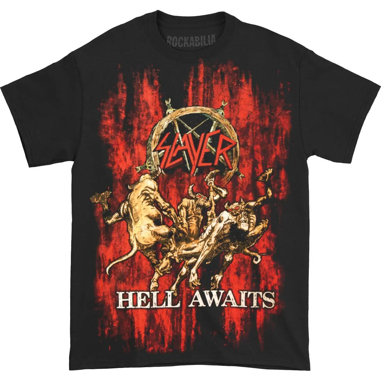 Men\'s Slayer Hell Awaits Blood T-shirt Small Black