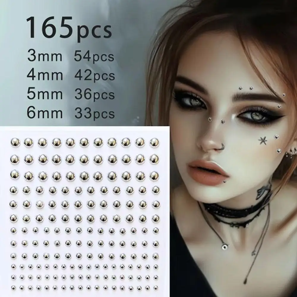 165Pcs 3D Face Eyes Party Makeup Tattoo Sticker Acrylic Diamond Rhinestones Sticker Self-adhesive Mixed Crystal Face Decoration