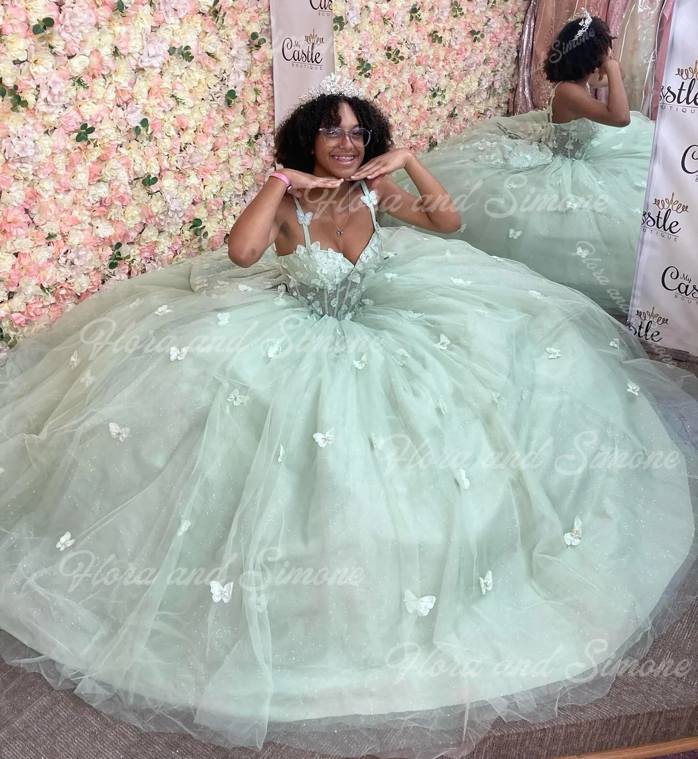 Customized Luxury Green Quinceanera Dresses Princess Bead Crystals Birthday Gowns Flower Girl Dress for 15 Birthday Wit Bow