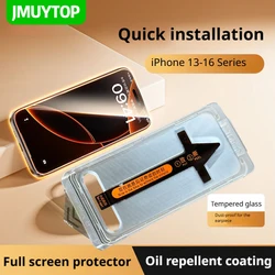 JMUYTOP Premium Screen Protector do iPhone'a 16 15 14 13 12 11 Pro plus Max Zestaw do automatycznego usuwania kurzu ze szkła hartowanego z pełnym pokryciem