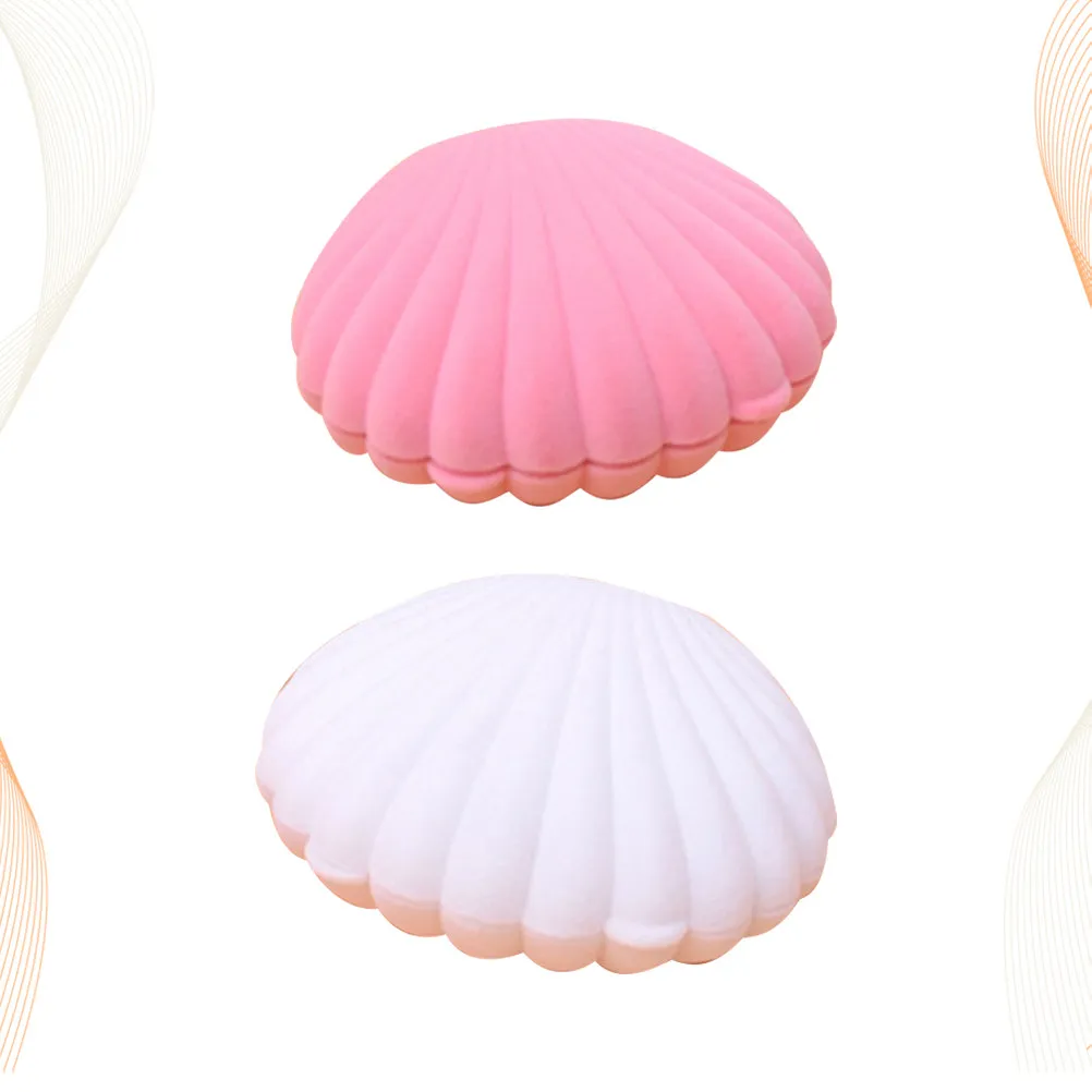 2Pcs Shell Shaped Jewelry Box Elegant Romantic Ring Storage Case Compact Lightweight Portable for Valentine's Day Mother's Day