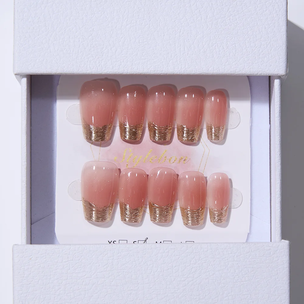 

10pcs Handmade Press on Nails Short Cat Eye French Gradient Smudge Full Coverage Nail Tip for Women&Girl Removable Wearable Nail