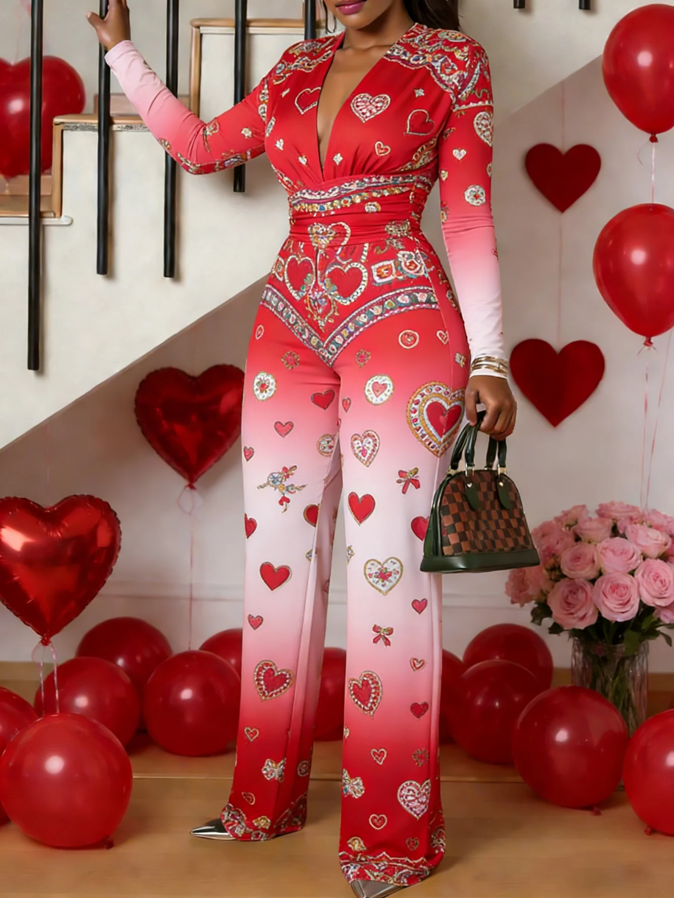 V-neck Long Sleeve Bodycon Jumpsuit autum Women Stretchy One-Piece Bodysuit spring Luxury Streetwear Beach Party Girl