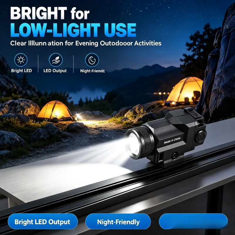 USB Rechargeable Nylon Rail Mount LED Torch Built-in Battery Fit 20mm Rail Outdoor Night Toy Parts