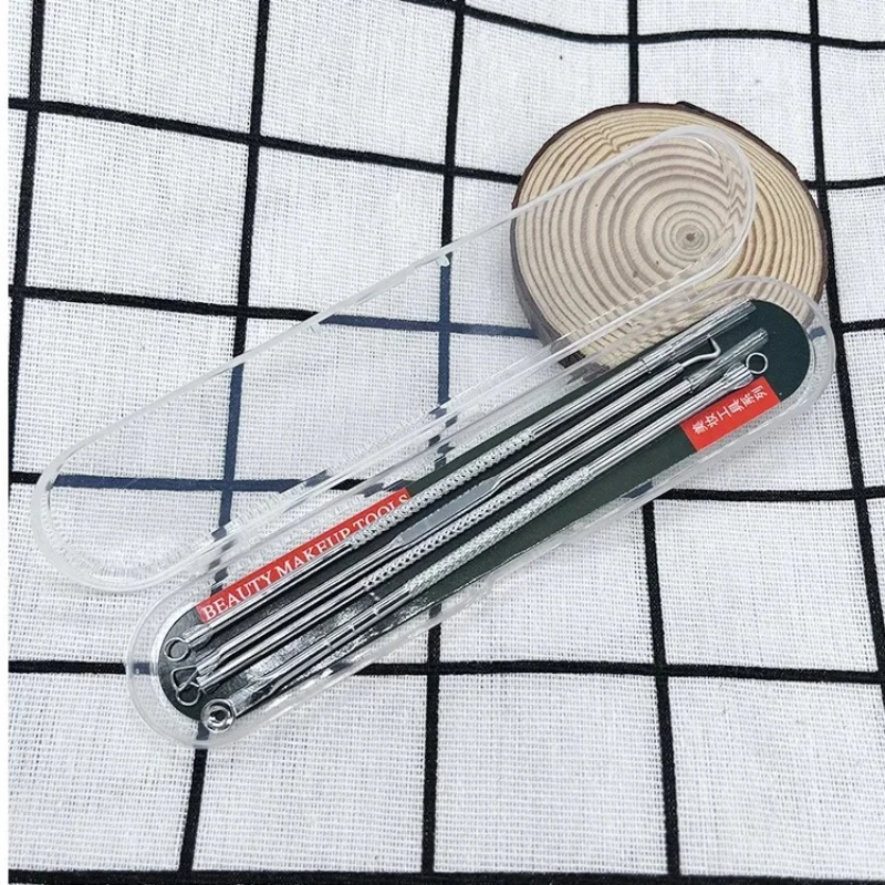 Acne Comedone Comedone Macchia Nera Brufolo Rimozione delle imperfezioni Cura della pelle Donne Bellezza Trattamento dell'acne Detergente per i pori Gancio dell'ago 4 pezzi