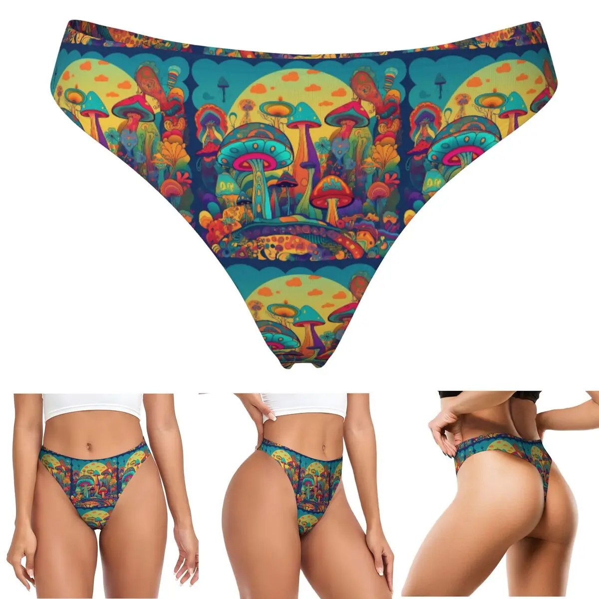 calcinhas-g-string-personalizadas-com-estampa-de-cogumelos-respiraveis-confortaveis-e-elasticas-para-mulheres