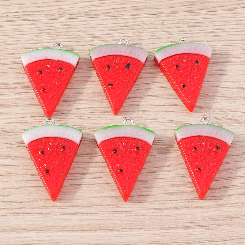 Tusember 10 Stück Cartoon-Harz-Fruchtanhänger, simulierte Wassermelonen-Anhänger, Ohrringe, Armband, DIY-Halsketten-Zubehör, Bastelzubehör – Detail 4